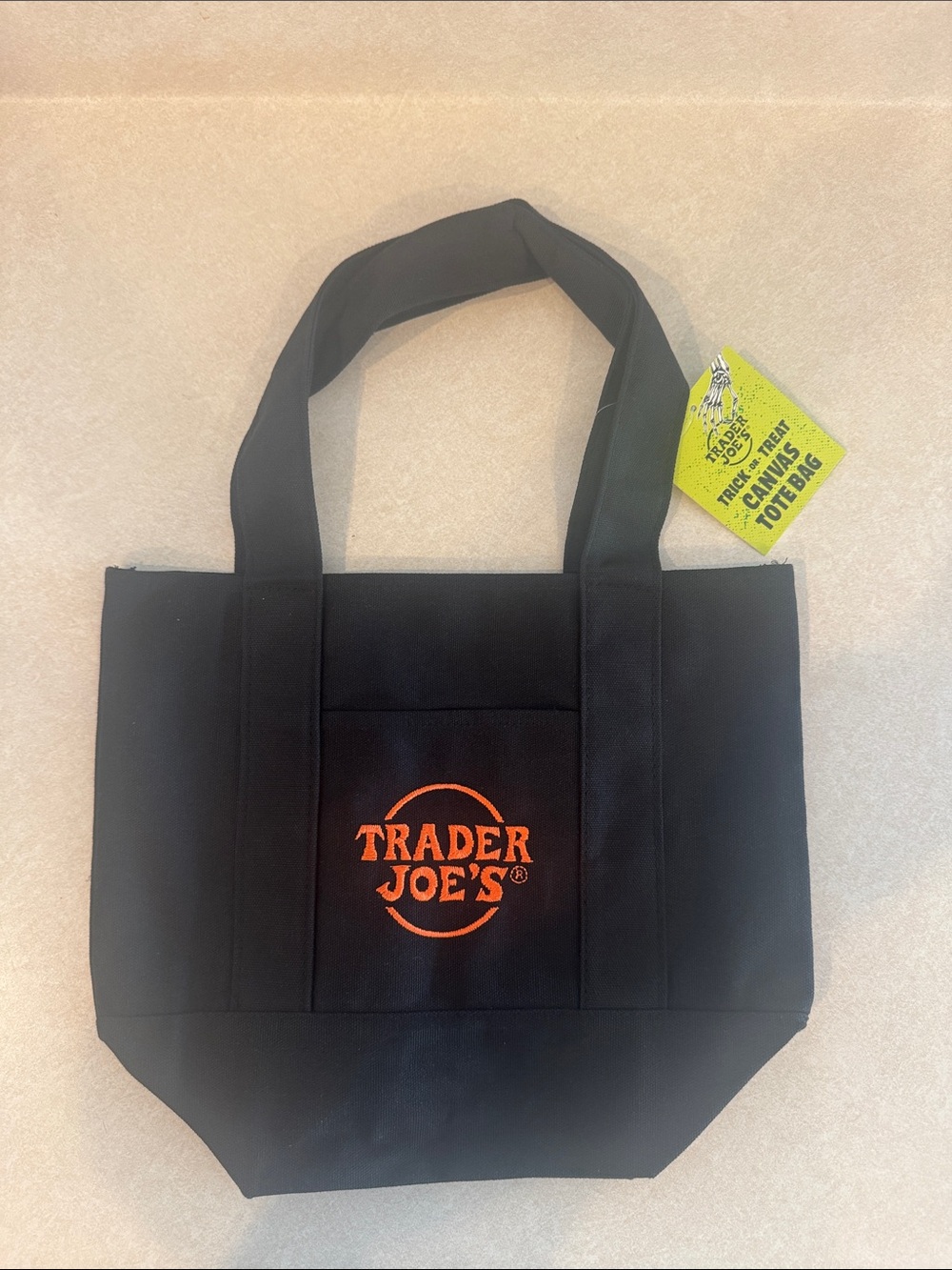 Trader Joe's Black Tote Bag with Orange Logo - Kids Travel Tote